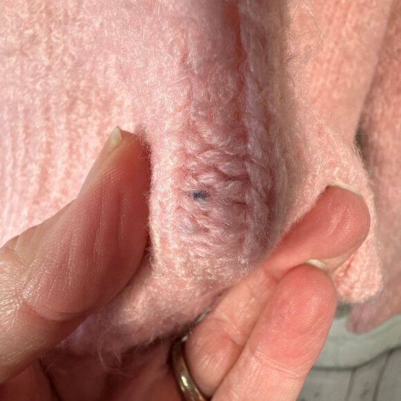 Free People Bradley Sweater Pink Small  Knitted Pullover Cropped Boho Chunky - Picture 3 of 9